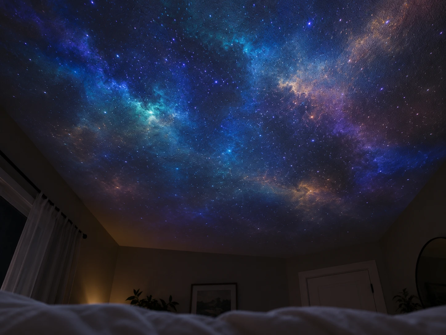 Ceiling seen from the bed